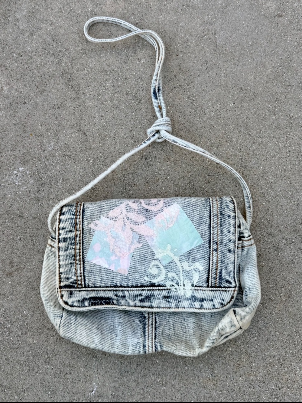 Vintage 80s Apri Acid Wash Denim Purse preloved valley girl